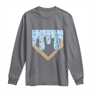 Baseball Ice Cream Dripping Long Sleeve Shirt Home Plate Drip TS02 Charcoal Print Your Wear