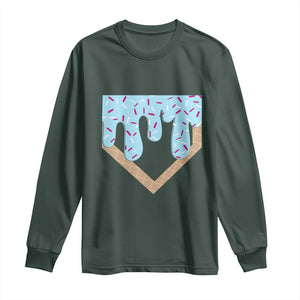 Baseball Ice Cream Dripping Long Sleeve Shirt Home Plate Drip TS02 Dark Forest Green Print Your Wear