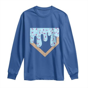 Baseball Ice Cream Dripping Long Sleeve Shirt Home Plate Drip TS02 Royal Blue Print Your Wear