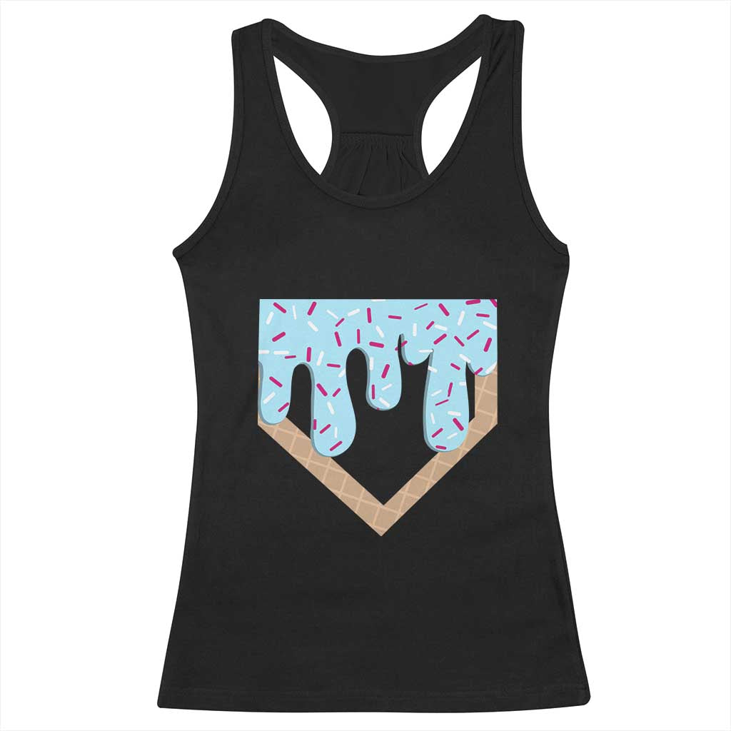 Baseball Ice Cream Dripping Racerback Tank Top Home Plate Drip TS02 Black Print Your Wear