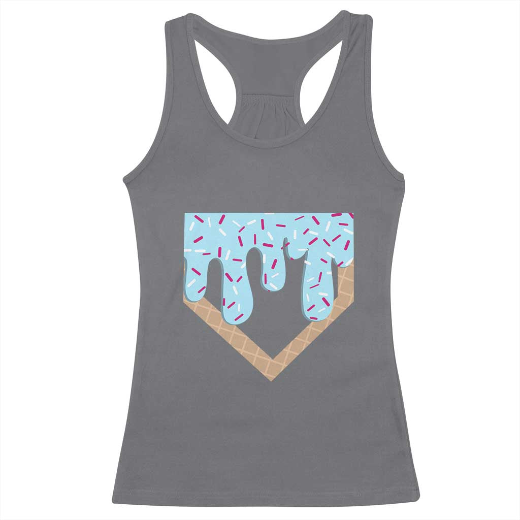 Baseball Ice Cream Dripping Racerback Tank Top Home Plate Drip TS02 Charcoal Print Your Wear