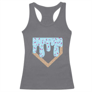 Baseball Ice Cream Dripping Racerback Tank Top Home Plate Drip TS02 Charcoal Print Your Wear