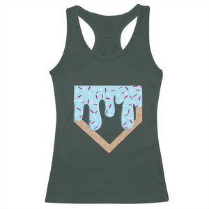 Baseball Ice Cream Dripping Racerback Tank Top Home Plate Drip TS02 Dark Forest Green Print Your Wear