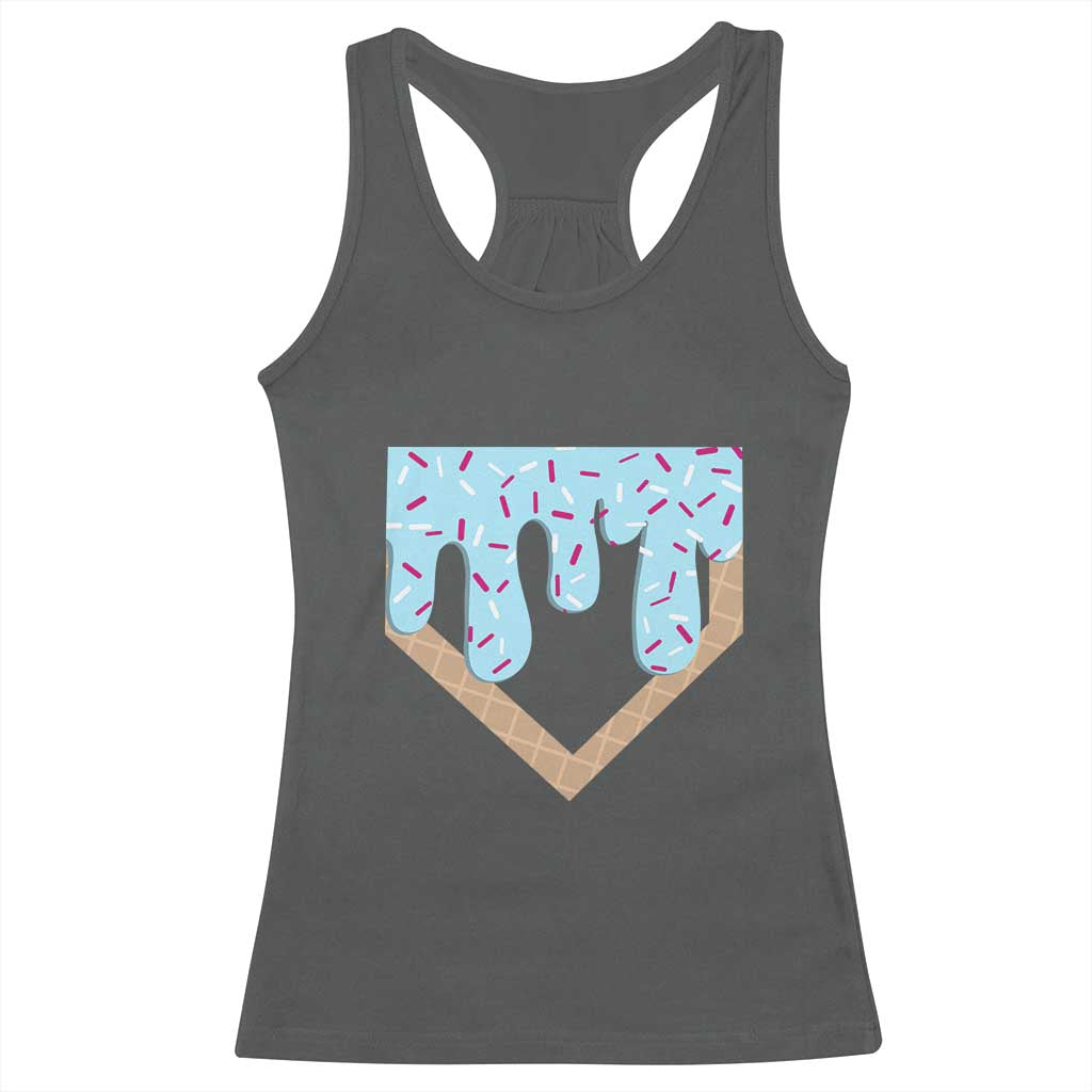Baseball Ice Cream Dripping Racerback Tank Top Home Plate Drip TS02 Dark Heather Print Your Wear
