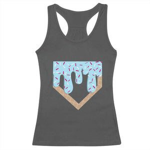 Baseball Ice Cream Dripping Racerback Tank Top Home Plate Drip TS02 Dark Heather Print Your Wear