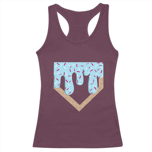 Baseball Ice Cream Dripping Racerback Tank Top Home Plate Drip TS02 Maroon Print Your Wear