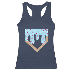 Baseball Ice Cream Dripping Racerback Tank Top Home Plate Drip TS02 Navy Print Your Wear