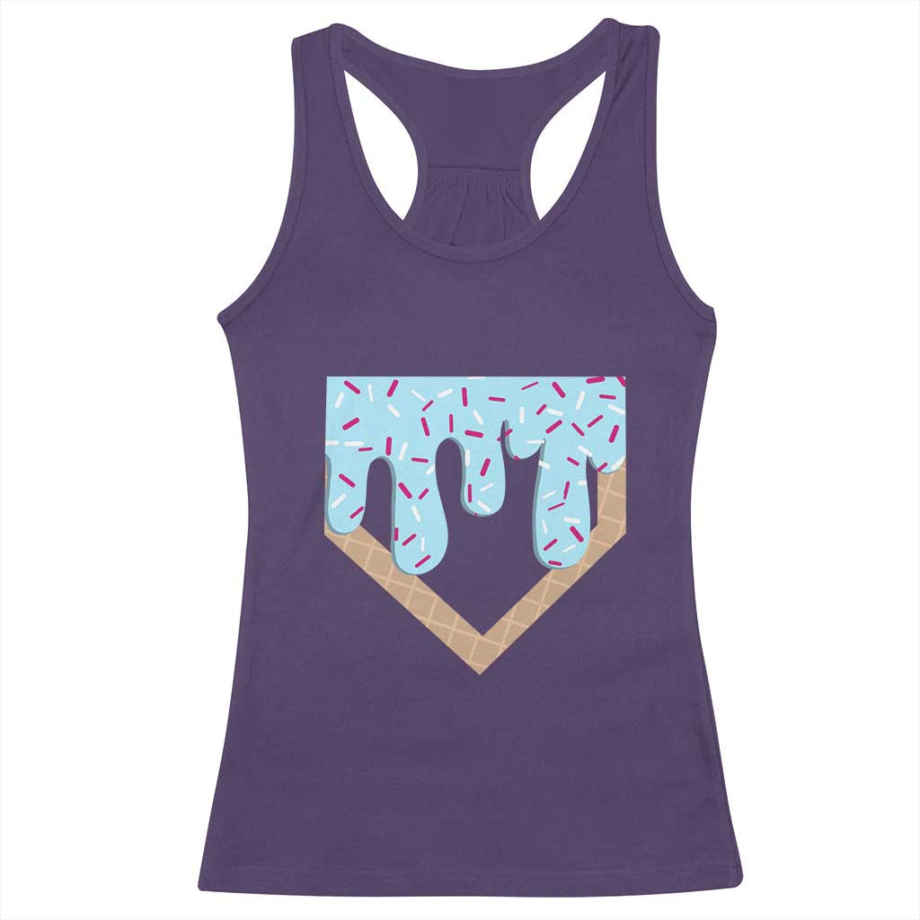 Baseball Ice Cream Dripping Racerback Tank Top Home Plate Drip TS02 Purple Print Your Wear