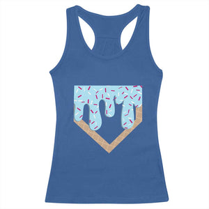 Baseball Ice Cream Dripping Racerback Tank Top Home Plate Drip TS02 Royal Blue Print Your Wear