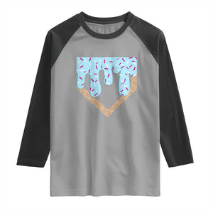 Baseball Ice Cream Dripping Raglan Shirt Home Plate Drip TS02 Sport Gray Black Print Your Wear
