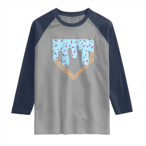 Baseball Ice Cream Dripping Raglan Shirt Home Plate Drip TS02 Sport Gray Navy Print Your Wear