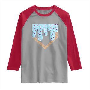 Baseball Ice Cream Dripping Raglan Shirt Home Plate Drip TS02 Sport Gray Red Print Your Wear