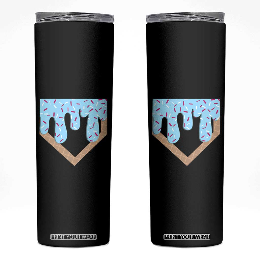 Baseball Ice Cream Dripping Skinny Tumbler Home Plate Drip TS02 Black Print Your Wear