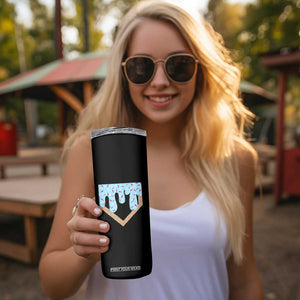 Baseball Ice Cream Dripping Skinny Tumbler Home Plate Drip TS02 Print Your Wear