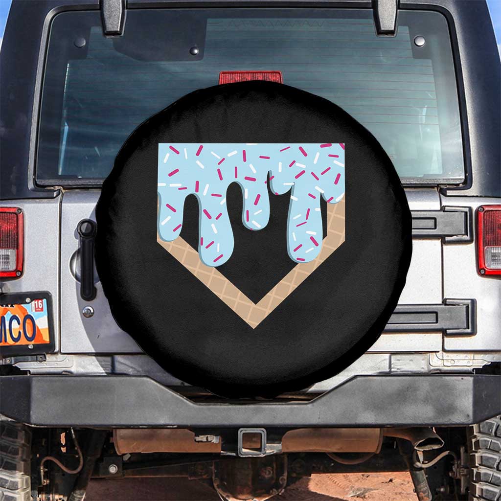 Baseball Ice Cream Dripping Spare Tire Cover Home Plate Drip TS02 No hole Black Print Your Wear