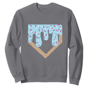 Baseball Ice Cream Dripping Sweatshirt Home Plate Drip TS02 Charcoal Print Your Wear