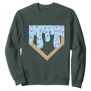 Baseball Ice Cream Dripping Sweatshirt Home Plate Drip TS02 Dark Forest Green Print Your Wear