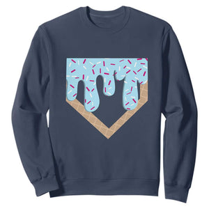 Baseball Ice Cream Dripping Sweatshirt Home Plate Drip TS02 Navy Print Your Wear