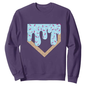 Baseball Ice Cream Dripping Sweatshirt Home Plate Drip TS02 Purple Print Your Wear