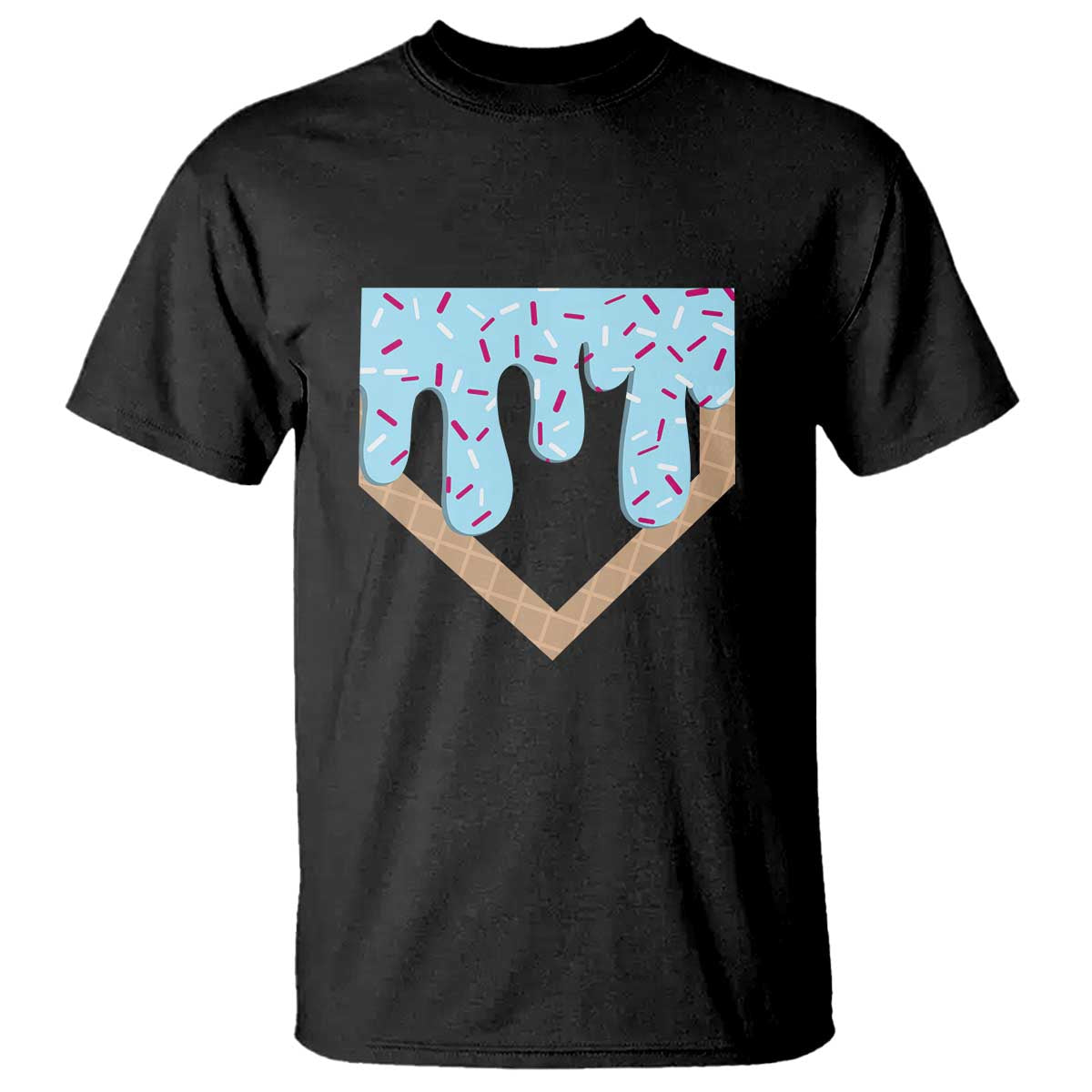 Baseball Ice Cream Dripping T Shirt Home Plate Drip TS02 Black Print Your Wear