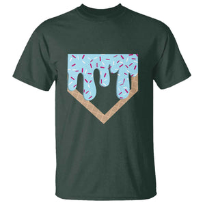 Baseball Ice Cream Dripping T Shirt Home Plate Drip TS02 Dark Forest Green Print Your Wear