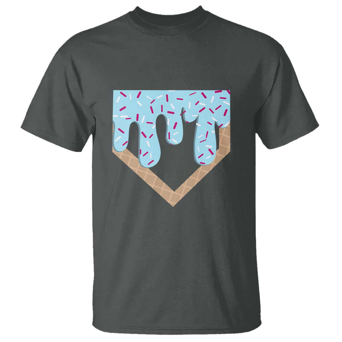 Baseball Ice Cream Dripping T Shirt Home Plate Drip TS02 Dark Heather Print Your Wear