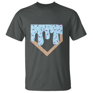 Baseball Ice Cream Dripping T Shirt Home Plate Drip TS02 Dark Heather Print Your Wear