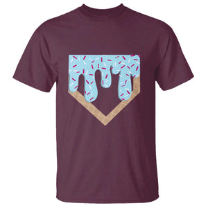 Baseball Ice Cream Dripping T Shirt Home Plate Drip TS02 Maroon Print Your Wear