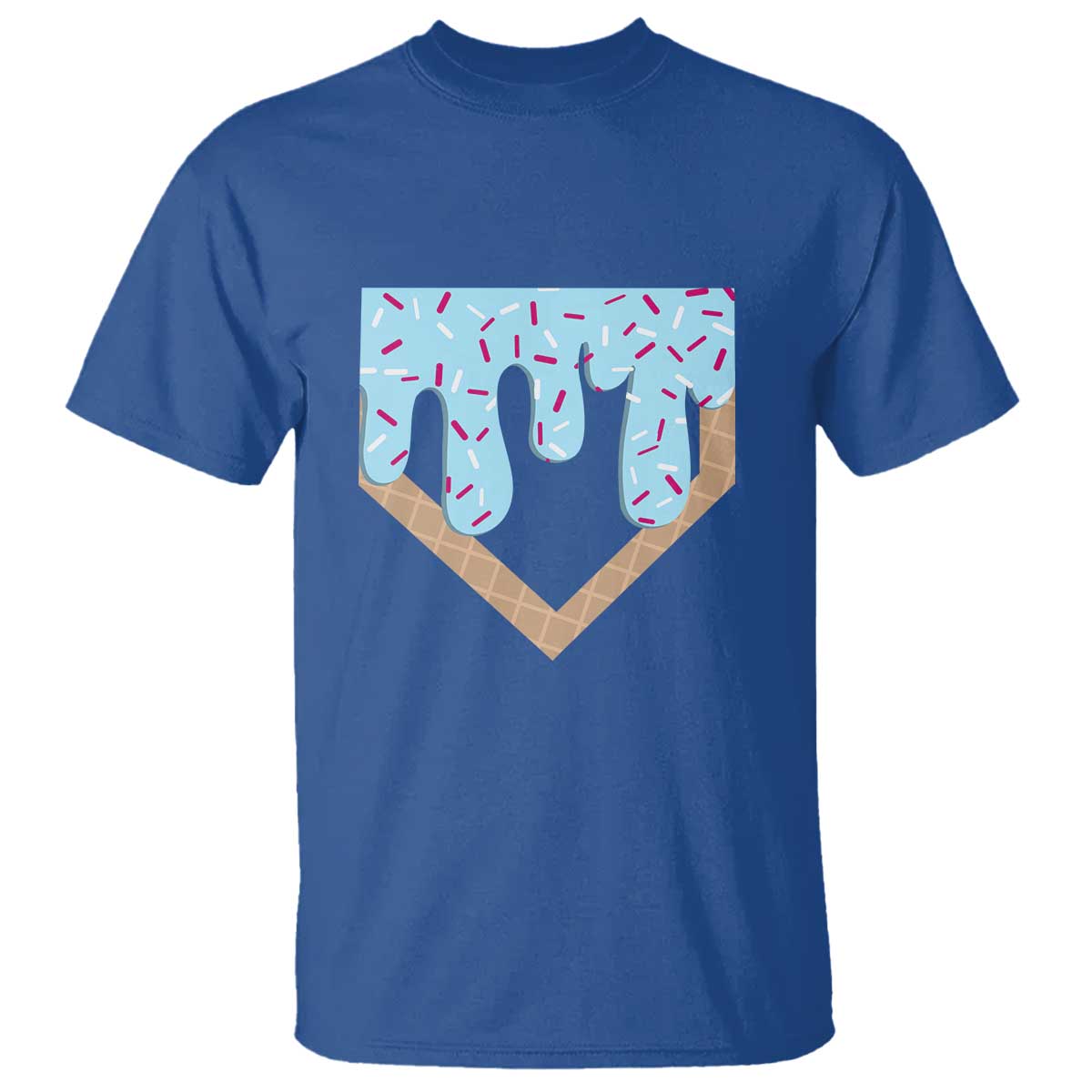 Baseball Ice Cream Dripping T Shirt Home Plate Drip TS02 Royal Blue Print Your Wear
