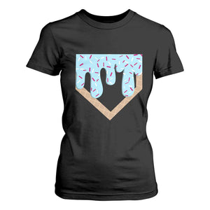 Baseball Ice Cream Dripping T Shirt For Women Home Plate Drip TS02 Black Print Your Wear