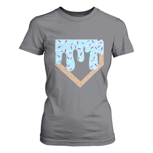 Baseball Ice Cream Dripping T Shirt For Women Home Plate Drip TS02 Charcoal Print Your Wear