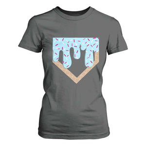 Baseball Ice Cream Dripping T Shirt For Women Home Plate Drip TS02 Dark Heather Print Your Wear