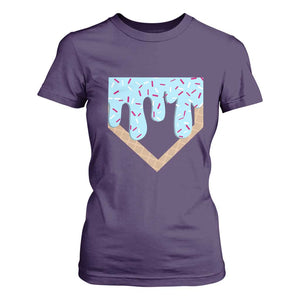 Baseball Ice Cream Dripping T Shirt For Women Home Plate Drip TS02 Purple Print Your Wear