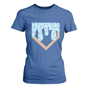 Baseball Ice Cream Dripping T Shirt For Women Home Plate Drip TS02 Royal Blue Print Your Wear