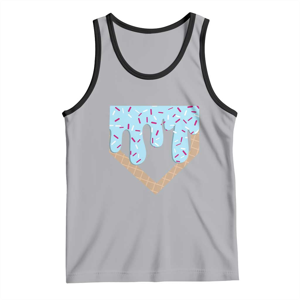 Baseball Ice Cream Dripping Tank Top Home Plate Drip TS02 Athletic Heather Black Print Your Wear