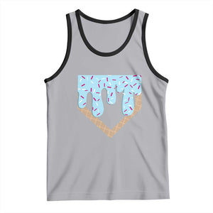 Baseball Ice Cream Dripping Tank Top Home Plate Drip TS02 Athletic Heather Black Print Your Wear