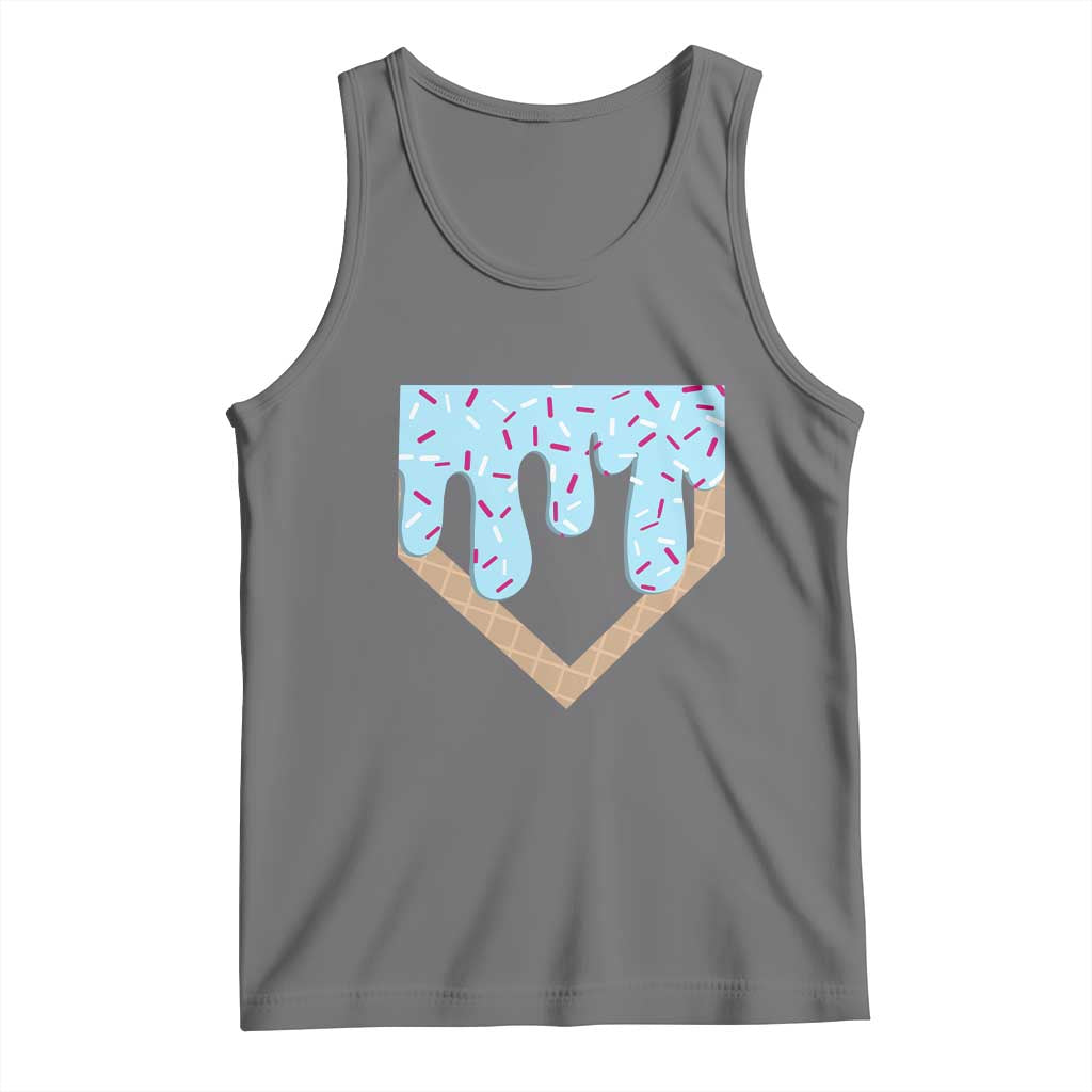 Baseball Ice Cream Dripping Tank Top Home Plate Drip TS02 Black Heather Print Your Wear