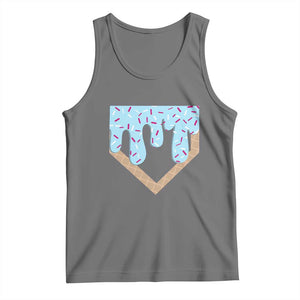 Baseball Ice Cream Dripping Tank Top Home Plate Drip TS02 Black Heather Print Your Wear
