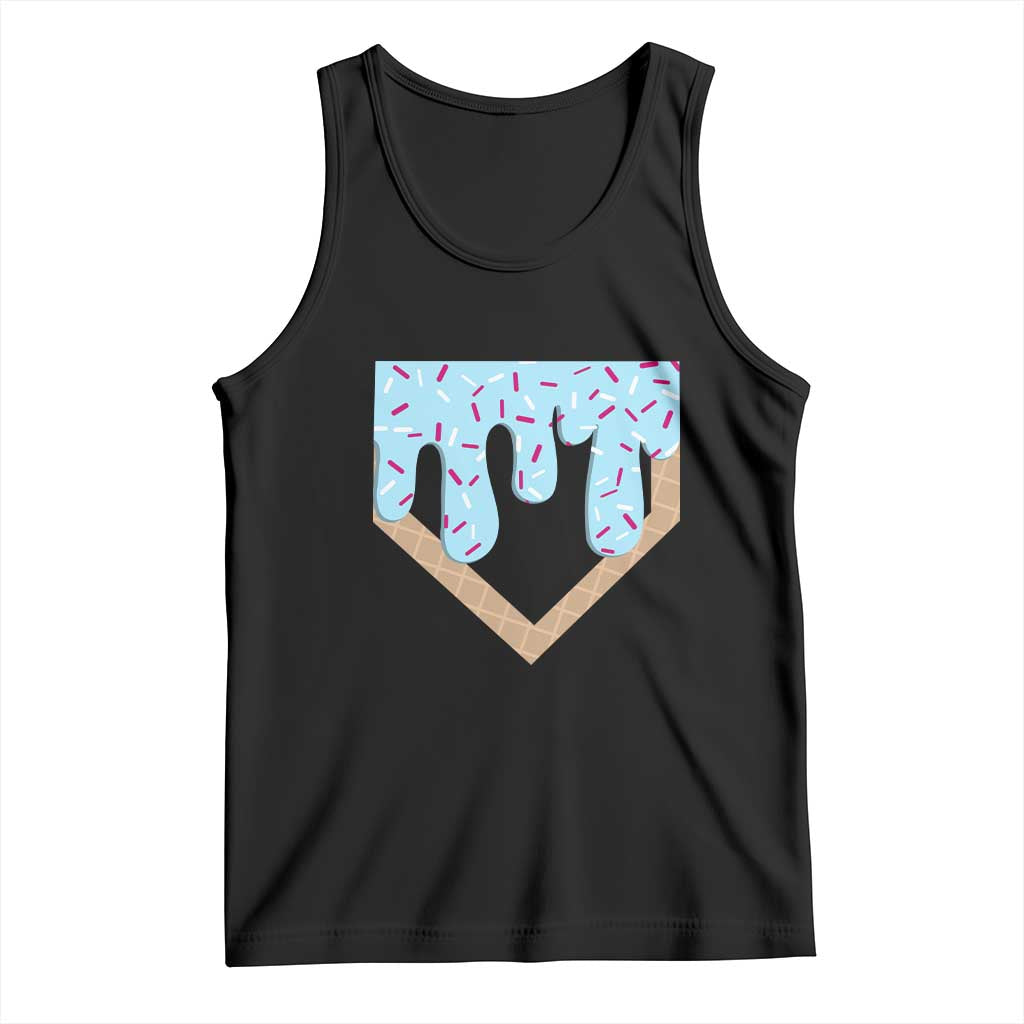 Baseball Ice Cream Dripping Tank Top Home Plate Drip TS02 Black Print Your Wear