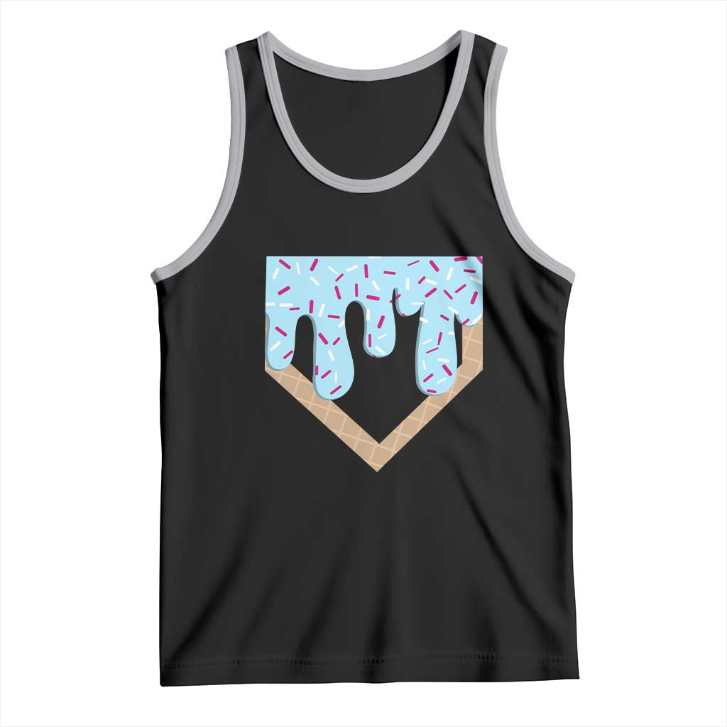 Baseball Ice Cream Dripping Tank Top Home Plate Drip TS02 Black Athletic Heather Print Your Wear