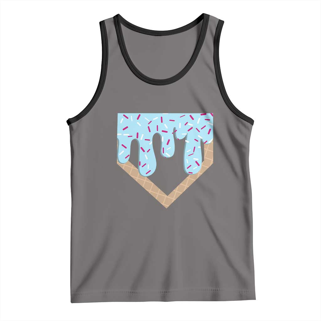 Baseball Ice Cream Dripping Tank Top Home Plate Drip TS02 Deep Heather Black Print Your Wear