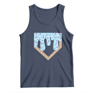 Baseball Ice Cream Dripping Tank Top Home Plate Drip TS02 Navy Print Your Wear