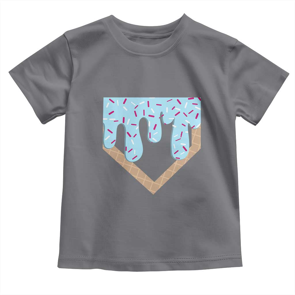 Baseball Ice Cream Dripping Toddler T Shirt Home Plate Drip TS02 Charcoal Print Your Wear