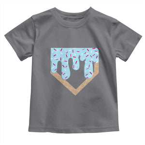 Baseball Ice Cream Dripping Toddler T Shirt Home Plate Drip TS02 Charcoal Print Your Wear