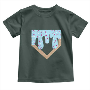 Baseball Ice Cream Dripping Toddler T Shirt Home Plate Drip TS02 Dark Forest Green Print Your Wear