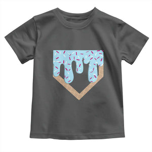 Baseball Ice Cream Dripping Toddler T Shirt Home Plate Drip TS02 Dark Heather Print Your Wear