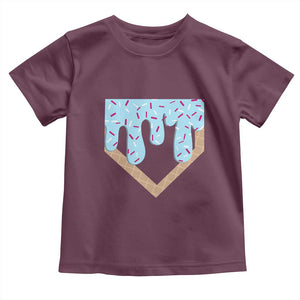 Baseball Ice Cream Dripping Toddler T Shirt Home Plate Drip TS02 Maroon Print Your Wear