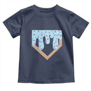 Baseball Ice Cream Dripping Toddler T Shirt Home Plate Drip TS02 Navy Print Your Wear