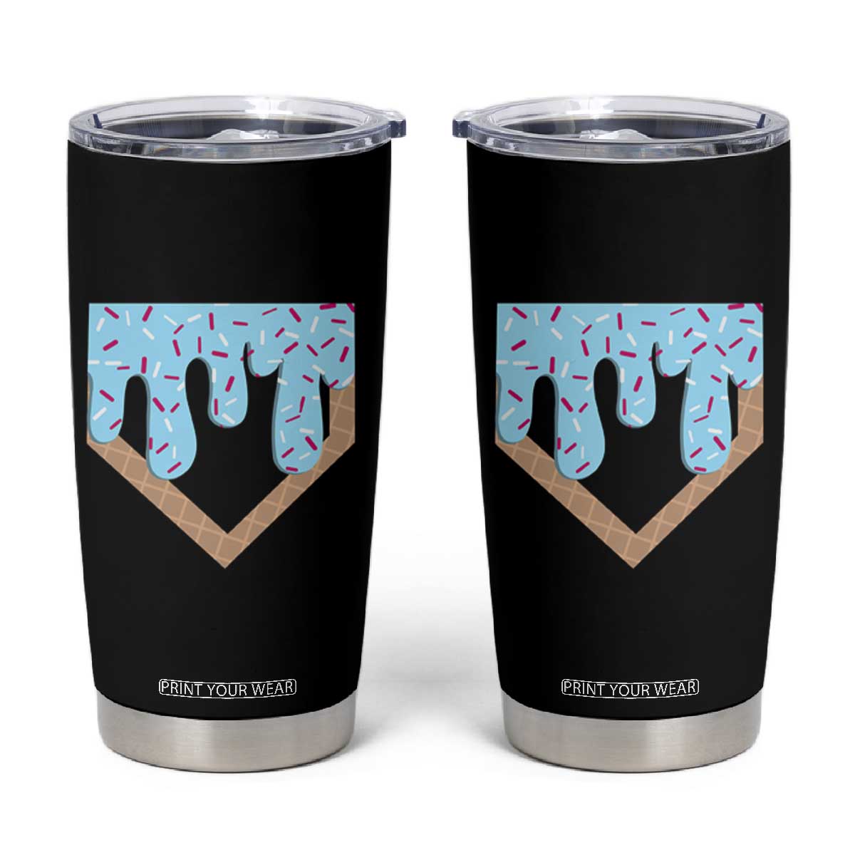Baseball Ice Cream Dripping Tumbler Cup Home Plate Drip TS02 Black Print Your Wear