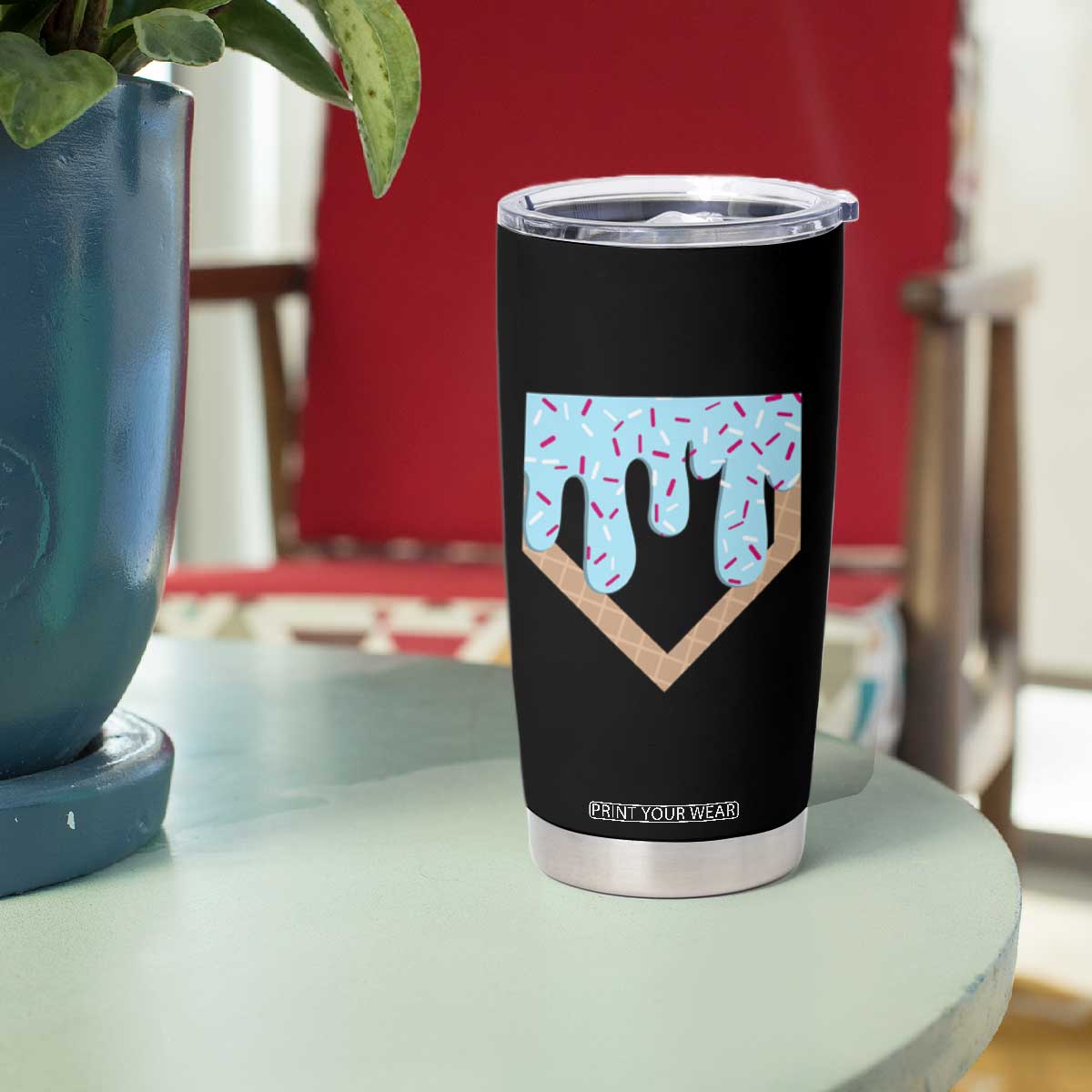 Baseball Ice Cream Dripping Tumbler Cup Home Plate Drip TS02 Print Your Wear